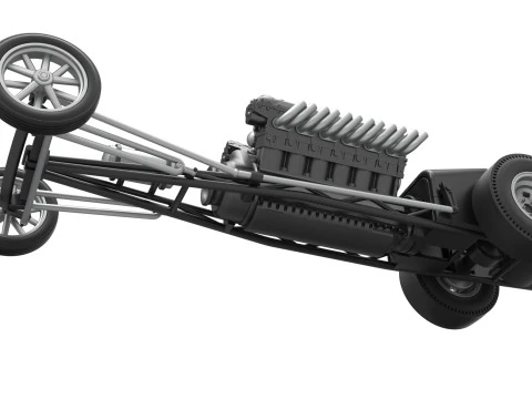 Front engine vintage dragster with V12 Scale 1 to 25 3D Print Model