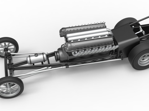 Front engine vintage dragster with V12 Scale 1 to 25 Modelo de impresión 3D