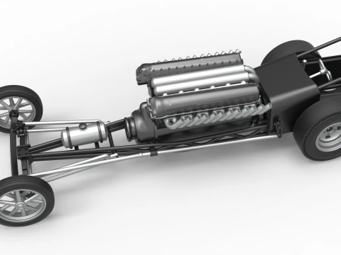 Front engine vintage dragster with V12 Scale 1 to 25 3D Print Model