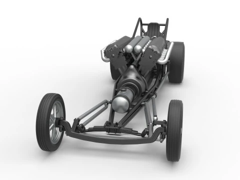 Front engine vintage dragster with V12 Scale 1 to 25 3D Print Model