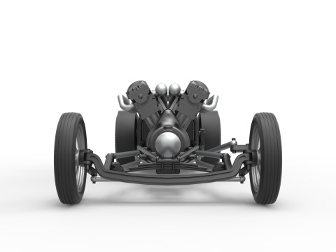 Front engine vintage dragster with V12 Scale 1 to 25 Modelo de impresión 3D