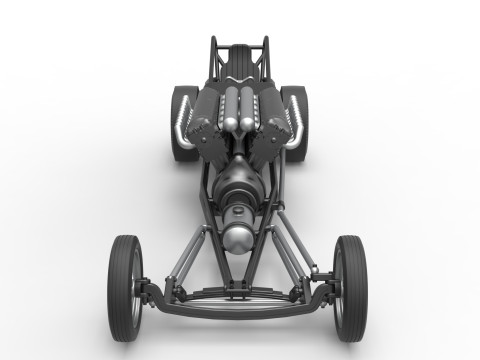 Front engine vintage dragster with V12 Scale 1 to 25 Modelo de impresión 3D