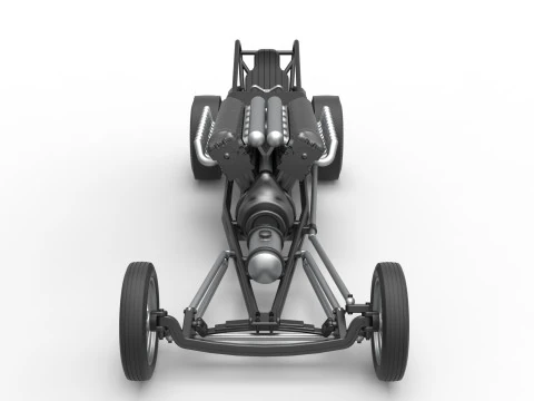 Front engine vintage dragster with V12 Scale 1 to 25 3D Print Model