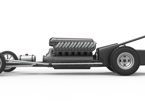 Front engine vintage dragster with V12 Scale 1 to 25 3D Print Model