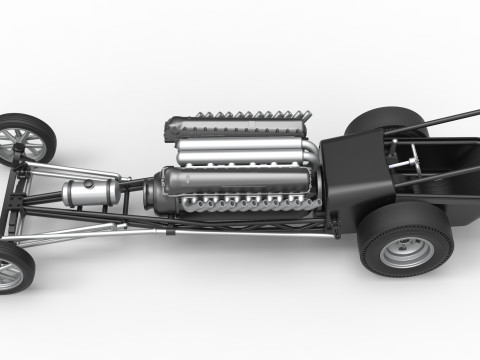 Front engine vintage dragster with V12 Scale 1 to 25 Modelo de impresión 3D