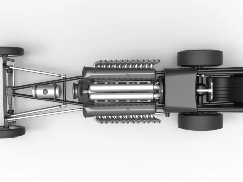 Front engine vintage dragster with V12 Scale 1 to 25 3D Print Model