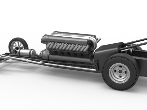 Front engine vintage dragster with V12 Scale 1 to 25 Modelo de impresión 3D