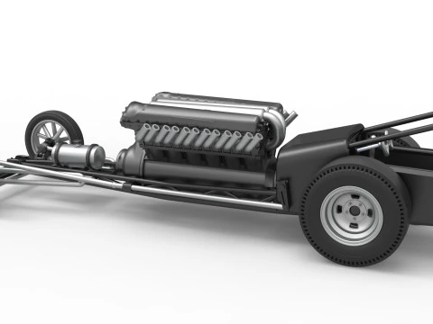 Front engine vintage dragster with V12 Scale 1 to 25 3D Print Model