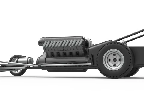 Front engine vintage dragster with V12 Scale 1 to 25 3D Print Model
