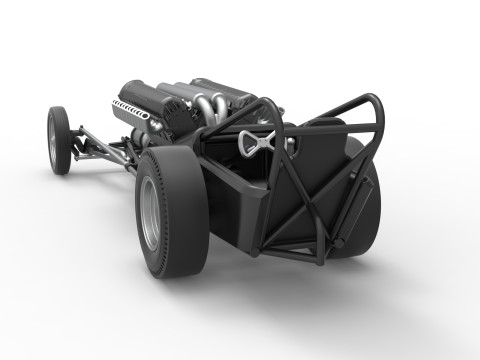 Front engine vintage dragster with V12 Scale 1 to 25 Modelo de impresión 3D