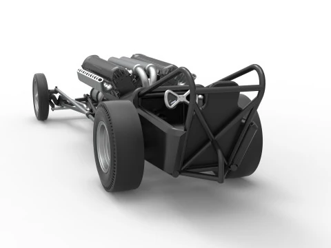 Front engine vintage dragster with V12 Scale 1 to 25 3D Print Model