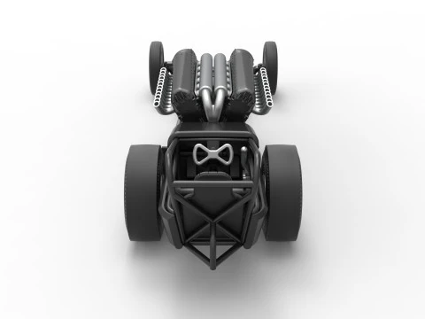 Front engine vintage dragster with V12 Scale 1 to 25 3D Print Model