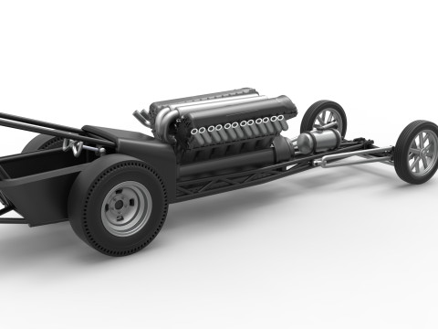 Front engine vintage dragster with V12 Scale 1 to 25 Modelo de impresión 3D