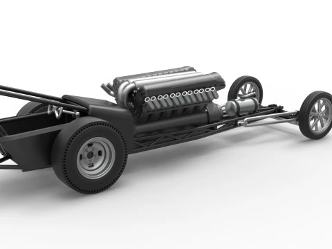Front engine vintage dragster with V12 Scale 1 to 25 3D Print Model