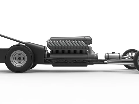 Front engine vintage dragster with V12 Scale 1 to 25 3D Print Model