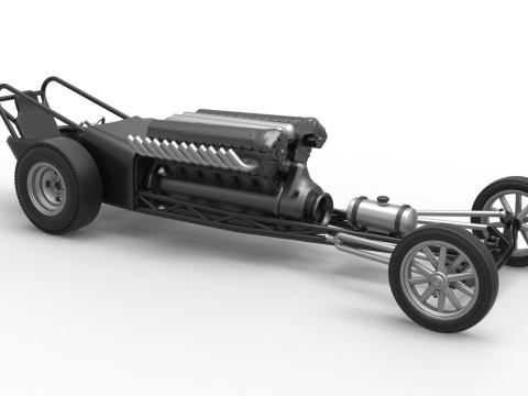 Front engine vintage dragster with V12 Scale 1 to 25 Modelo de impresión 3D