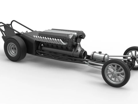 Front engine vintage dragster with V12 Scale 1 to 25 3D Print Model