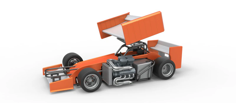 Supermodified front engine Winged race car V3 Scale 1 to 25 3D Print Model .c4d .max .obj .3ds .fbx .stl .blend