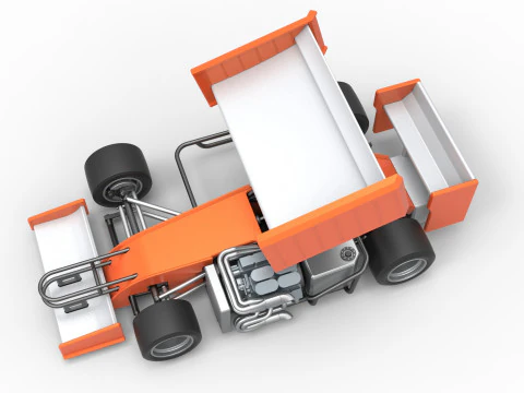 Supermodified front engine Winged race car V3 Scale 1 to 25 3D Print Model