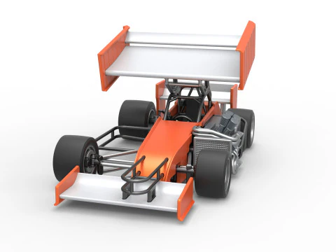 Supermodified front engine Winged race car V3 Scale 1 to 25 3D Print Model