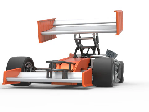 Supermodified front engine Winged race car V3 Scale 1 to 25 3D Print Model