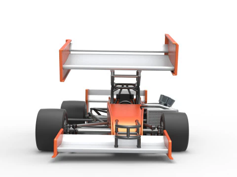 Supermodified front engine Winged race car V3 Scale 1 to 25 3D Print Model
