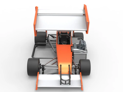 Supermodified front engine Winged race car V3 Scale 1 to 25 3D Print Model