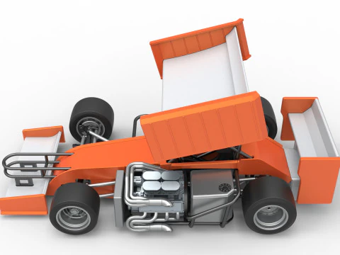 Supermodified front engine Winged race car V3 Scale 1 to 25 3D Print Model