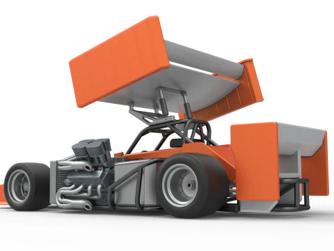 Supermodified front engine Winged race car V3 Scale 1 to 25 3D Print Model