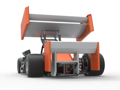 Supermodified front engine Winged race car V3 Scale 1 to 25 3D Print Model
