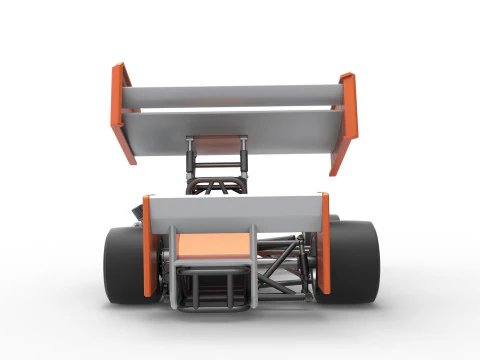 Supermodified front engine Winged race car V3 Scale 1 to 25 3D Print Model