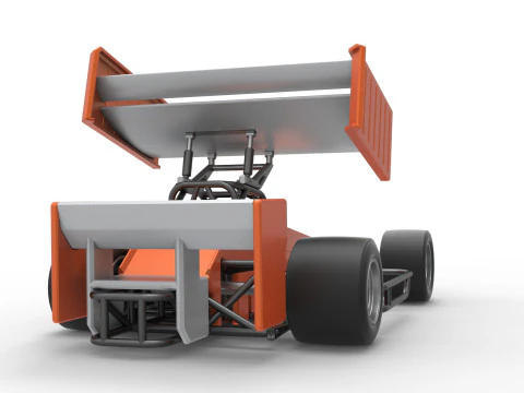 Supermodified front engine Winged race car V3 Scale 1 to 25 3D Print Model
