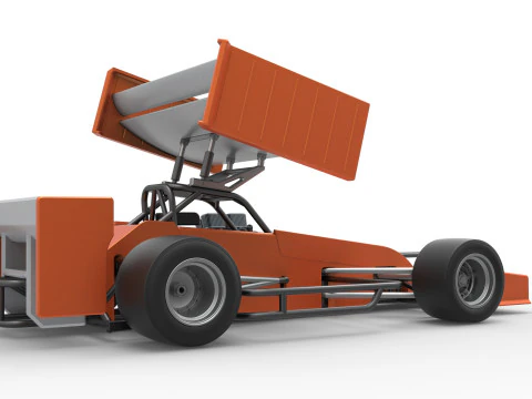 Supermodified front engine Winged race car V3 Scale 1 to 25 3D Print Model