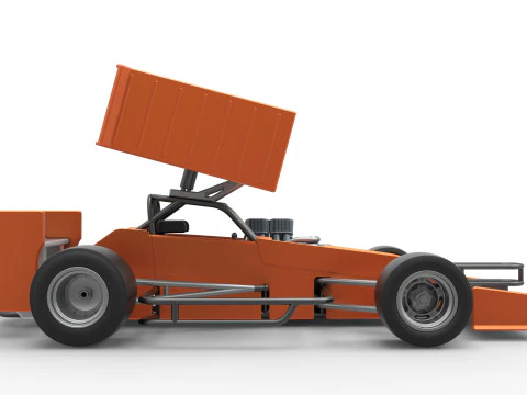 Supermodified front engine Winged race car V3 Scale 1 to 25 3D Print Model