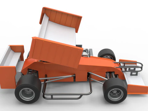 Supermodified front engine Winged race car V3 Scale 1 to 25 3D Print Model