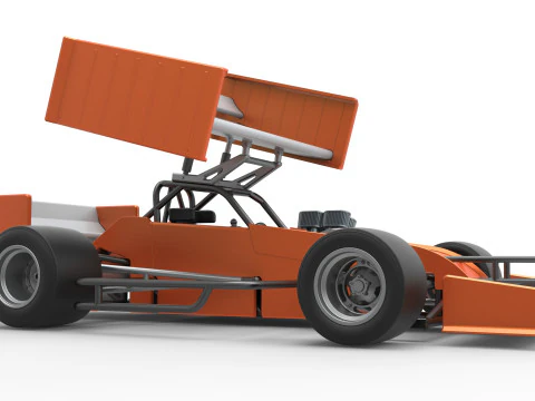 Supermodified front engine Winged race car V3 Scale 1 to 25 3D Print Model