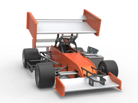 Supermodified front engine Winged race car V3 Scale 1 to 25 3D Print Model