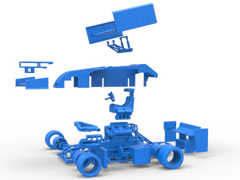 Supermodified front engine Winged race car V3 Scale 1 to 25 3D Print Model