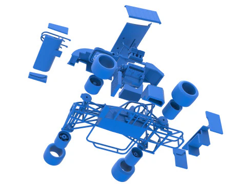 Supermodified front engine Winged race car V3 Scale 1 to 25 3D Print Model