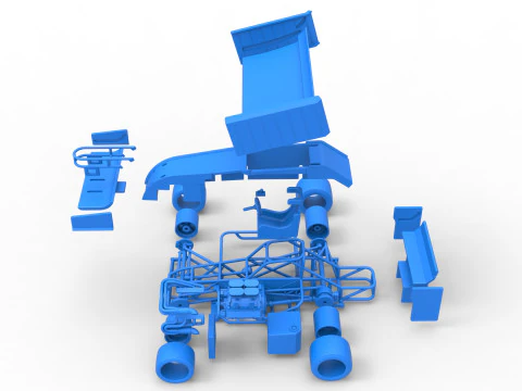Supermodified front engine Winged race car V3 Scale 1 to 25 3D Print Model