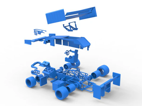 Supermodified front engine Winged race car V3 Scale 1 to 25 3D Print Model
