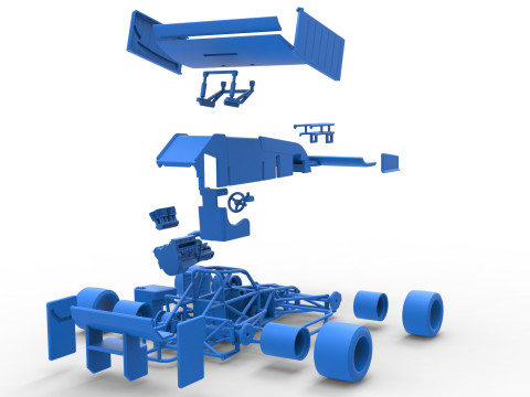Supermodified front engine Winged race car V3 Scale 1 to 25 Modelo de impresión 3D