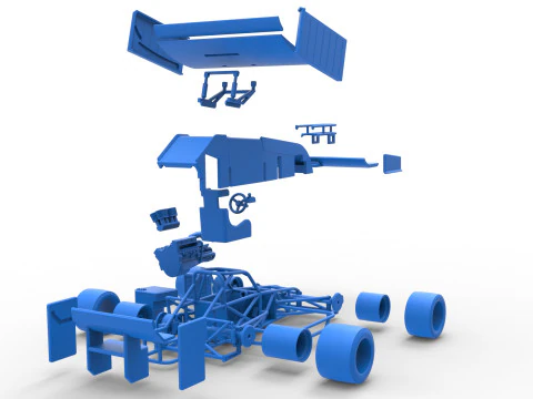 Supermodified front engine Winged race car V3 Scale 1 to 25 3D Print Model
