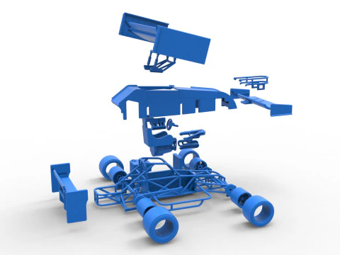 Supermodified front engine Winged race car V3 Scale 1 to 25 3D Print Model