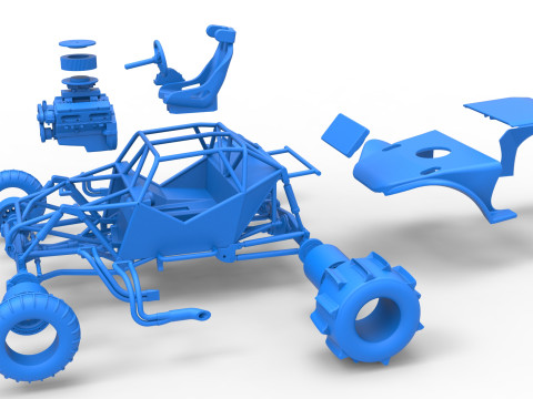 Sand dragster 4x4 Scale 1 to 25 3D Baskı Modeli