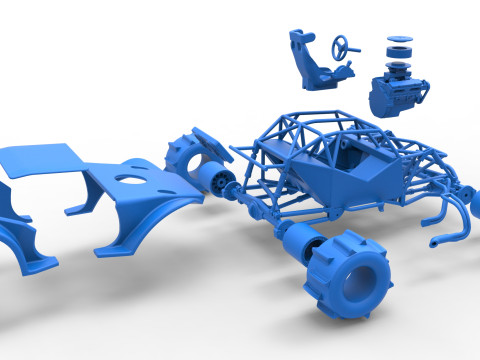 Sand dragster 4x4 Scale 1 to 25 3D Baskı Modeli