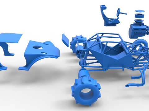 Sand dragster 4x4 Scale 1 to 25 3D Baskı Modeli