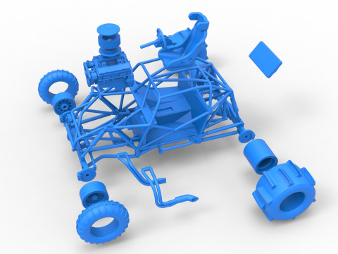 Sand dragster 4x4 Base Scale 1 to 25 3D Print Model