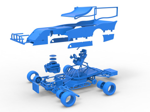 Outlaw Figure 8 Modified stock car Version 2 Scale 1 to 25 3D Print Model