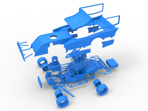 Outlaw Figure 8 Modified stock car Version 2 Scale 1 to 25 3D Print Model
